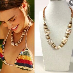 NWT Free People Isabella Choker Necklace Neutral Natural Bohemian Beach